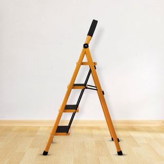 Plantex Premium GI 4-Step Steel Ladder for Home - Wide Anti Skid Step Ladder - 150 kg Capacity (Yellow)