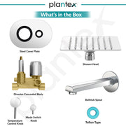 Plantex Brass Concealed Body High Flow Diverter Full Set with  6 x 6 inch  Overhead Shower and Bath Tub Spout/Bathroom Shower Set -- Combo (Chrome)