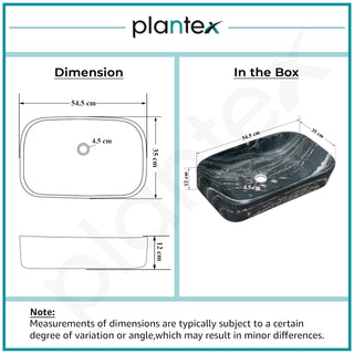 Plantex Tabletop Basin for Bathroom/Ceramic Marble Wash Basin/Rectangle Countertop Hand Washbasin for Home/Office (21.5x14x5 Inch - Marble Finish)