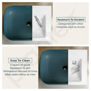 Plantex Wash Basin for Bathroom/Ceramic Basin/Rectangle Tabletop Basin/Hand Washbasin for Home/Restaurant - (18 x 13 x 5 inch -Pine Blue)