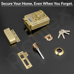 Plantex Heavy Duty Night Latch Door Lock with Key & Knob for Main Door/Inside Opening for Home,Hotel,Office - Pack of 1 (Brass Antique)