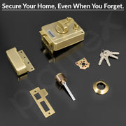 Plantex Heavy Duty Night Latch Door Lock with Key & Knob for Main Door/Inside Opening for Home,Hotel,Office - Pack of 1 (Brass Antique)