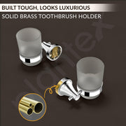 Plantex Tumbler Holder For Bathroom/Pure Brass Toothbrush Holder/Toothpaste/Razor Holder/ Bathroom Accessories - Pack of 1 (APS-EFL-03, Chrome)