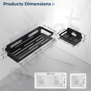 Plantex Bathroom Organiser Without Drill/Stainless Steel Bathroom Combo/Self Adhesive Soap Holder - Pack of 4 (Black,12 x 4 Inch)