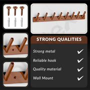 Plantex Wall Hooks for Hanging Cloth/Stainless Steel Towel Hangers/Bathroom Robe Hooks/Door Hangers/Square Wall Hook/Hook Rail for Hanging Keys - 8 Hooks (Pack of 1, PVD Rose Gold)