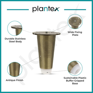 Plantex 4 Inch Sofa Legs for Bed Furniture/Sofa Legs for Table/Sofa Support Legs with Rubber Grip (Brass Antique, 6 Pcs)