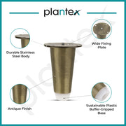 Plantex 4 Inch Sofa Legs for Bed Furniture/Sofa Legs for Table/Sofa Support Legs with Rubber Grip (Brass Antique, 6 Pcs)