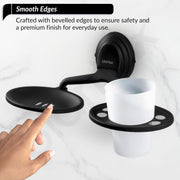Plantex 304 Grade Stainless Steel Bathroom Soap Holder and Brush Stand for Wash Basin Bathroom Accessories - Cubic (Black)