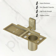 Plantex 304 Grade Stainless Steel 2 in1 Soap Dish with Tumbler Holder/Soap Stand/Tooth Brush Holder for Bathroom - Crystal (Brass Antique)