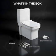Plantex Commode for Toilet/One Piece Western Toilet with Rim Wash-Down Flush/Ceramic One Piece Commode with Soft Closing Toilet Seat - S Trap - (Lunar, White)