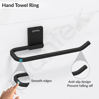 Plantex 304 Grade Stainless Steel Hand Towel Hanger/Napkin Holder for Wash Basin/Towel/Napkin Ring/Bathroom Accessories (Crystal - Black)