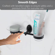 Plantex 304 Grade Stainless Steel Soap and Brush Holder Stand for Bathroom and Wash Basin/Bathroom Accessories - Oreva (Black)