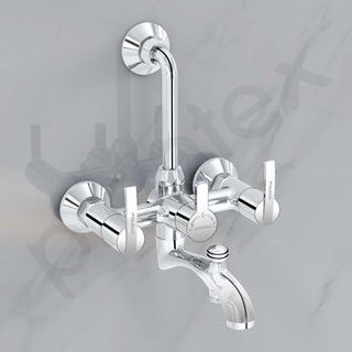 Plantex Pure Brass 3 In 1 Wall Mixer for Bathroom with L-Bend Provision for Overhead and Hand Shower/Water Saving Nozzle for Mixer Tap with Brass Wall Flange (Aq-1419-Chrome)
