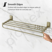 Plantex 304 Grade Stainless Steel 24 inch Towel Rack/Towel Bar/Towel Hanger/Towel Storage for Bathroom - Crystal (Brass Antique)