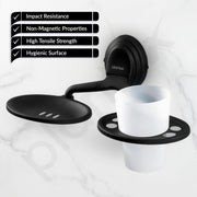 Plantex 304 Grade Stainless Steel Bathroom Soap Holder and Brush Stand for Wash Basin Bathroom Accessories - Cubic (Black)