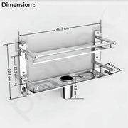 Plantex Bathroom Organiser without Drill/Stainless Steel Bathroom Accessories Set with Soap Dish and Brush Holder/Hooks/Tumbler Holder/Bathroom Stand for Wall (2-Tier, Chrome)