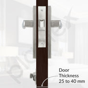 Plantex Heavy Duty Door Lock â€“ Bathroom Door Lock/Mortise 8inch Keyless Plate Handle Set for Home/Bathroom/Store Room/Balcony/Office with Baby Latch (8085, Steel Satin and Chrome)