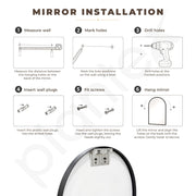 Plantex Aluminium Frame Mirror for Bathroom/Wall Mount Half-Capsule Mirror for Bedroom/Dressing Room/Living Room/Entryway - (Black, 18x24 Inch)
