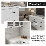 Plantex Cabinet Handle/96mm Handle for Drawer/Wardrobe/Kitchen Handle/Pull-Push Handle for Home/Office - Pack of 2 (Black)