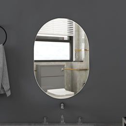 Plantex Frameless Capsule Mirror for Wall/Mirror with Beveled Smooth Edges/Mirror for Bathroom/Dressing Room/Living Room/Bedroom/Entryway - (18x12 Inch)