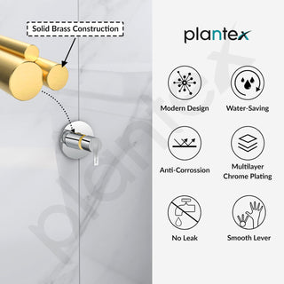 Plantex Pure Brass AQ-1406 Angular Concealed Stop Cock/Concealed Stop Valve Tap For Bathroom With Teflon Tape & Adjustable Brass Wall Flange - 15 mm (Mirror-Chrome Finish)