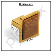 Plantex Knobs for Drawer | Kitchen Cabinet Knobs | Pulls Handles Knobs for Wardrobe, Kitchen | Square Drawer Pulls and Knobs- Pack of 1 (Gold & Wood)