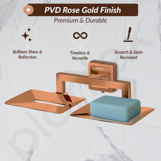 Plantex 304 Grade Stainless Steel Dual Soap Holder for Bathroom/Double Soap Dish/Stand/Soap Case/Bathroom Accessories - Decan (Rose Gold)