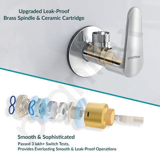 Plantex Pure Brass Angle Valve for Bathroom with Wall Flange and Teflon Tape/Angle Cocke for Wash Basin/Kitchen(DOL-2304, Chrome)