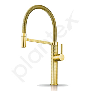 Plantex Solid Brass Kitchen Sink Mixer Tap | Hot & Cold Water Single Lever With 360° Swivel Spout | Gold (8982)