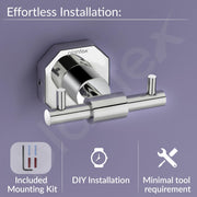 Plantex 304 Grade Stainless Steel Hook for Bathroom/Cloth Hanger for Wall/Hanger Hooks/Wall Hooks for Hanging Strong - Nipron (Chrome)