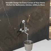 Plantex Pure Brass 2-in-1 Wall Mixer with Brass Wall Flange & Teflon Tape/Mixer Tap for Bathroom with Overhead Shower Provision and Long Bend Pipe/Bathroom Tap/Taps for Bathroom-(Flip, Chrome)