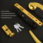 Plantex Mortise Door Lock for Home/Main Door Lock with 3 Years of Warranty/Door Handle Lock Set with Brass Lock Body & Cylinder (7128, PVD Gold)