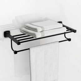 Plantex Space Aluminum Towel Rack for Bathroom/Towel Stand/Hanger/Bathroom Accessories(24 Inch-Black)