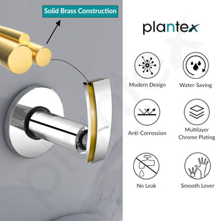 Plantex Pure Brass Concealed Stop Cock/Concealed Stop Valve Tap for Bathroom with Teflon Tape & Adjustable Brass Wall Flange – 15 mm (ZUR-1516-Silver)