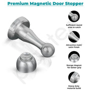 Plantex Door Stopper for Home/Drill Free Stopper/Stainless Steel Self Adhesive Door Magnet for Home/Door Magnet Stopper for Office/Hotel - Pack of 1 (Matt)