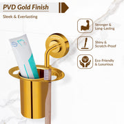 Plantex Tumbler Holder for Bathroom/304 Grade Stainless Steel Toothbrush Holder/Toothpaste/Razor Holder/Bathroom Accessories - Pack of 1 (Gold)