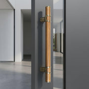 Plantex 12 Inch Main Door Handle/Stainless Steel & Wooden Door Handle/Pull-Push Handle for Door/Office & Hotel - Pack of 1 (DTMD-428, Brass Antique & Wood)