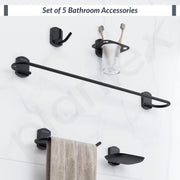 Plantex Parv 304 Grade Stainless Steel Towel Rod for Bathroom/Soap Holder/Napkin Ring/Tumbler Holder/Robe Hook/Bathroom Accessories - Black