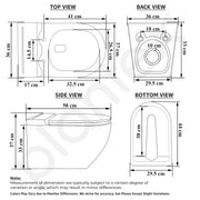 Plantex Ceramic Wall Mount Western Commode/Rimless Washdown Commode for Toilet Seat/Round Tankless Smart Push Flush Toilet - P Trap Outlet (White)