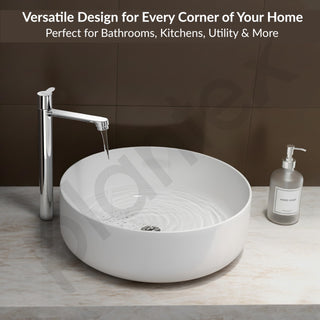 Plantex Pure Brass High Neck Pillar Tap for Wash Basin with Teflon Tape/Tabletop Wash Basin Tap/Pillar Cock with 7 Year Warranty (FLO-804-Mirror Chrome)