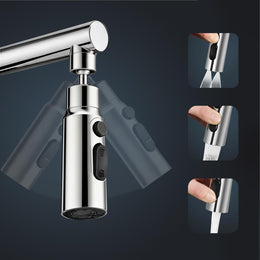 Plantex Brass Water Saving Nozzle for Kitchen Tap/Water Tap Extension with 3 Anti-Splash Modes/Upto 80% Water Saving/Fits F22 and M24 mm tap- (Chrome)