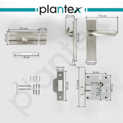 Plantex Heavy Duty Door Lock ÃƒÂ¢Ã¢â€šÂ¬Ã¢â‚¬Å“ Bathroom Door Lock/Mortise 8inch Keyless Plate Handle Set for Home/Bathroom/Store Room/Balcony/Office with Baby Latch (8106, Matt)