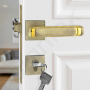 Plantex Triple Security Door Lock for Home/Main Door Lock Set with 3 Years of Warranty/Mortise Lock for Door with Brass Lock Body & Cylinder (7127, Brass Antique & Gold)