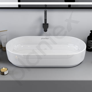 Plantex Platinum Ceramic Wash Basin/Basin for Bathroom/Tabletop Wash Basin/Bathroom Basin (White, 28 x 14.5 x 6 Inch)