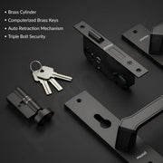 Plantex Heavy-Duty Door Lock/Door Handle Set with 3 Years of Warranty/Mortise Lock with 3 Keys, Brass Lockbody & Cylinder (8133 - DC-Black & Z-Black)