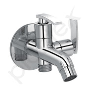 Plantex COL-1007 Pure Brass 2 in 1 Tap for Washing Machine with Water Saving Aerator /2-Way Bib Cock for Bathroom with Brass Wall Flange & Teflon Tape (Mirror-Chrome Finish)