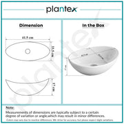 Plantex Ceramic Table Top Oval Wash Basin for Bathroom/Countertop Bathroom Sink/Bathroom Basin with 10 Years Glaze Warranty by Plantex (White - 16.5 x 13.5 x 7 Inch)