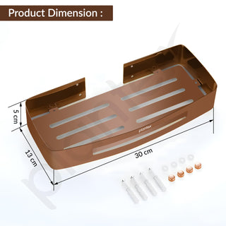 Plantex Shelf for Bathroom/Stainless Steel Multipurpose Shelf/Spice Organizer for Kitchen - Pack of 1 (12 x 5 Inch, Rose Gold)