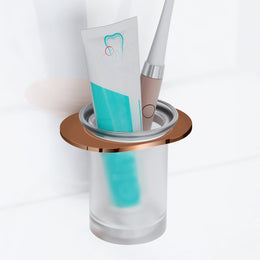 Plantex Smero Pure Brass Tooth Brush Holder/Tumbler Holder/Toothpaste Holder/Bathroom Accessories - Smart (PVD Rose Gold)