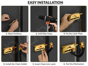 Plantex Door Chain with Baby Latch/Door Chain Lock for Main Door/Latch Lock for Door/Heavy Duty Door Safety Guard Lock for Home, Hotel & Office Security â€“ Pack of 1 (DTK-294-Gold)